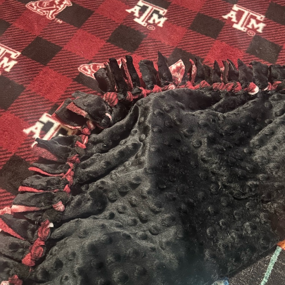 Red and Black Plaid Blanket with Fringe